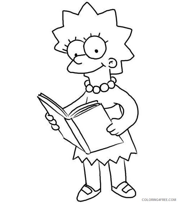 The Simpsons Coloring Pages TV Film Lisa Love Reading Books 2020 09554 Coloring4free