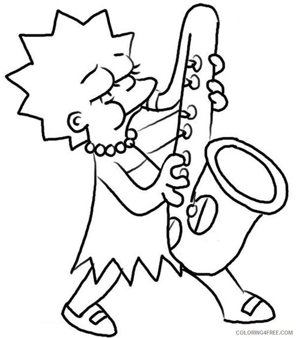 The Simpsons Coloring Pages TV Film Lisa Play Her Saxophone 2020 09555 Coloring4free