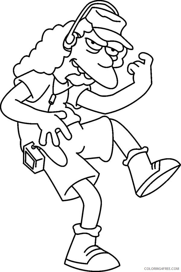 The Simpsons Coloring Pages TV Film Otto Mann Hear Song from Walkman 2020 09561 Coloring4free