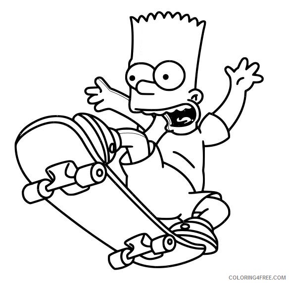 The Simpsons Coloring Pages TV Film bart simpson skateboarding 2020 09530 Coloring4free