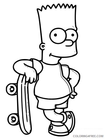 The Simpsons Coloring Pages TV Film bart simpson with skateboard 2020 09529 Coloring4free