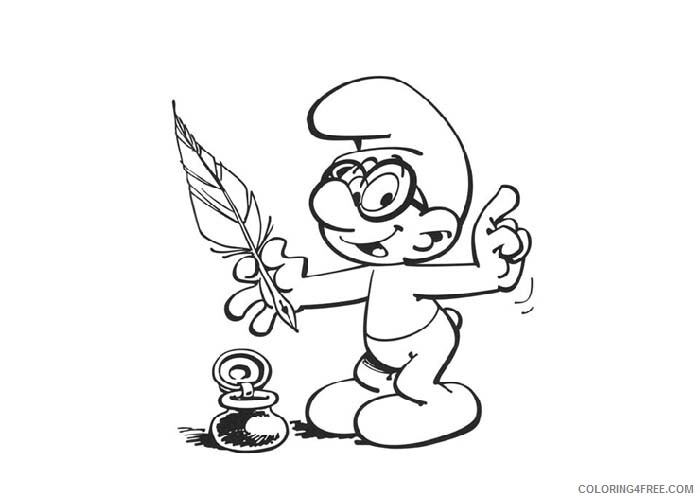 The Smurfs Coloring Pages TV Film Brainy smurf Printable 2020 09661 Coloring4free
