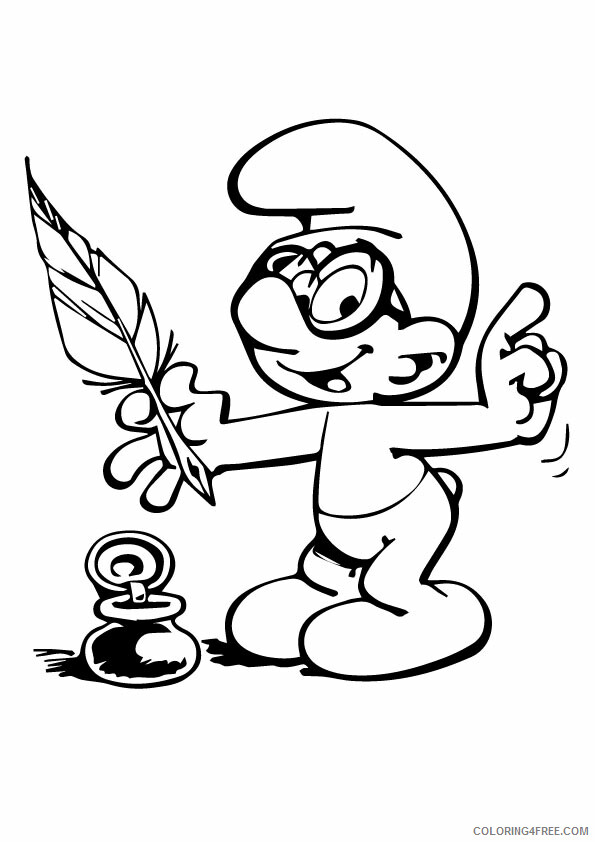The Smurfs Coloring Pages TV Film a funny smurf ink a4 Printable 2020 09654 Coloring4free