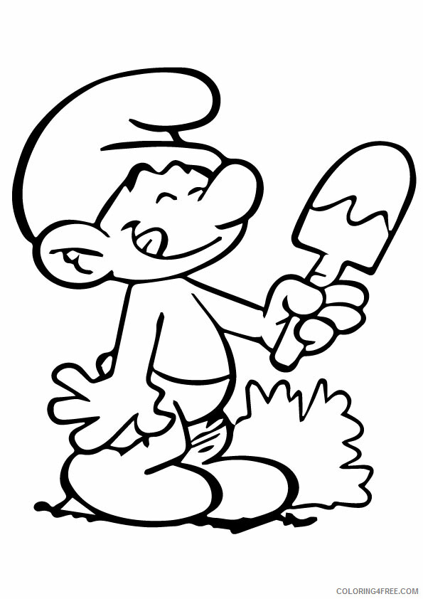The Smurfs Coloring Pages TV Film a smurf with icecream a4 Printable 2020 09653 Coloring4free