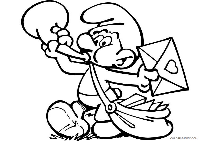 The Smurfs Coloring Pages TV Film postman arrival with a trumpet 2020 09649 Coloring4free