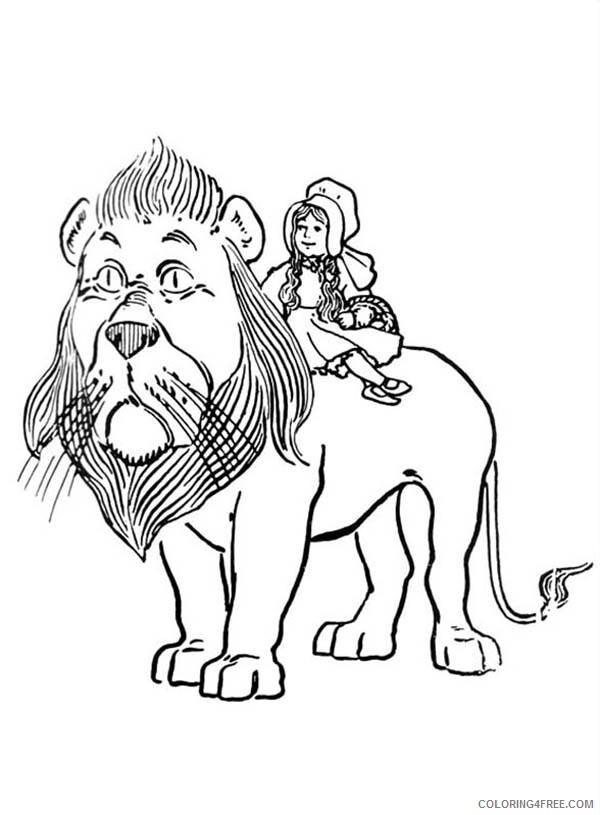 The Wizard of Oz Coloring Pages TV Film Dorothy Ride the Cowardly Lion 2020 09864 Coloring4free