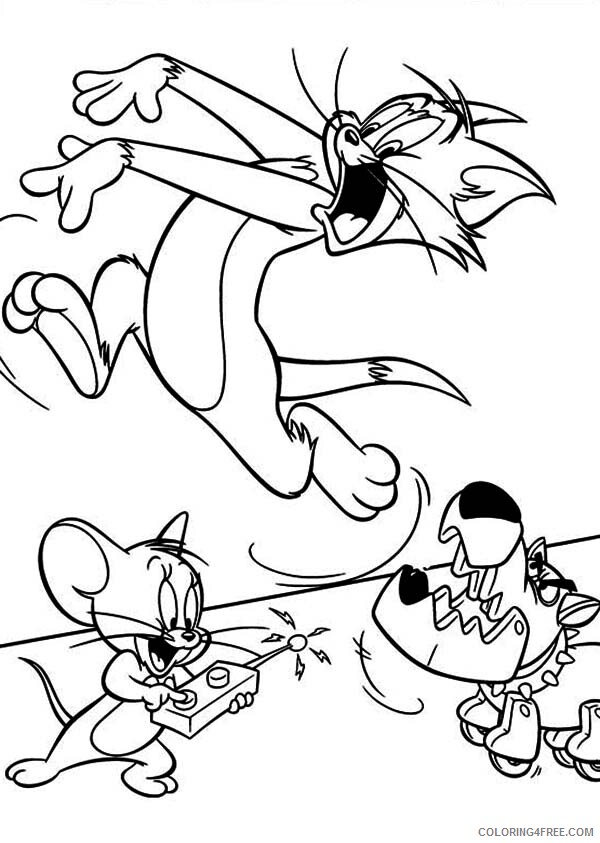 Tom and Jerry Coloring Pages TV Film Jerry Cruel Tom Using Dog Robot 2020 10115 Coloring4free
