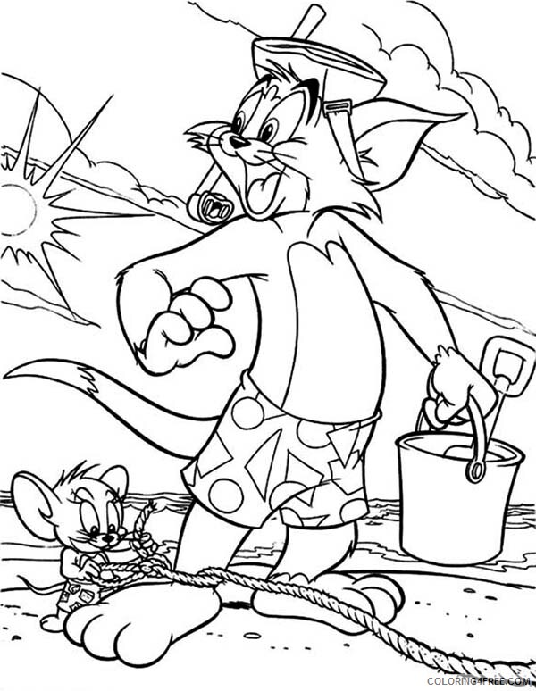 Tom and Jerry Coloring Pages TV Film Jerry Tie a Rope on Tom Foot 2020 10121 Coloring4free