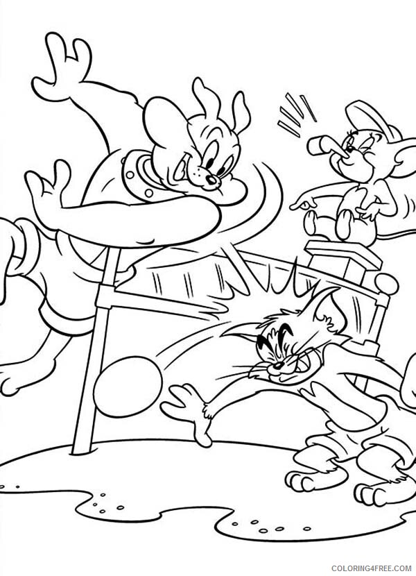 Tom and Jerry Coloring Pages TV Film Spike Hit Tom Head Volley Ball 2020 10129 Coloring4free