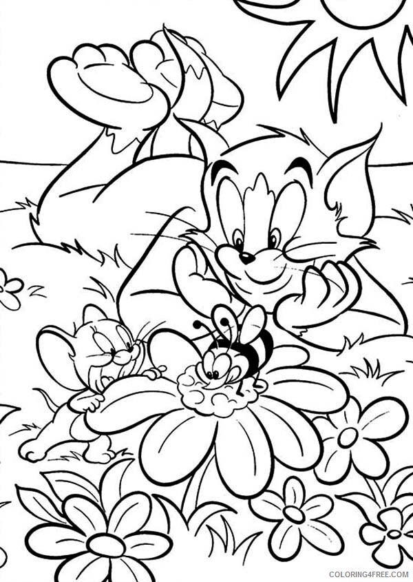 Tom and Jerry Coloring Pages TV Film Watching a Bee Eating 2020 10248 Coloring4free