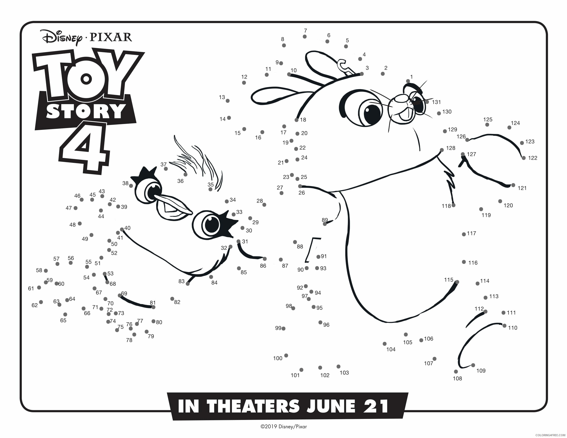 Toy Story Coloring Pages TV Film 4 Connect the Dots Printable 2020 10451 Coloring4free