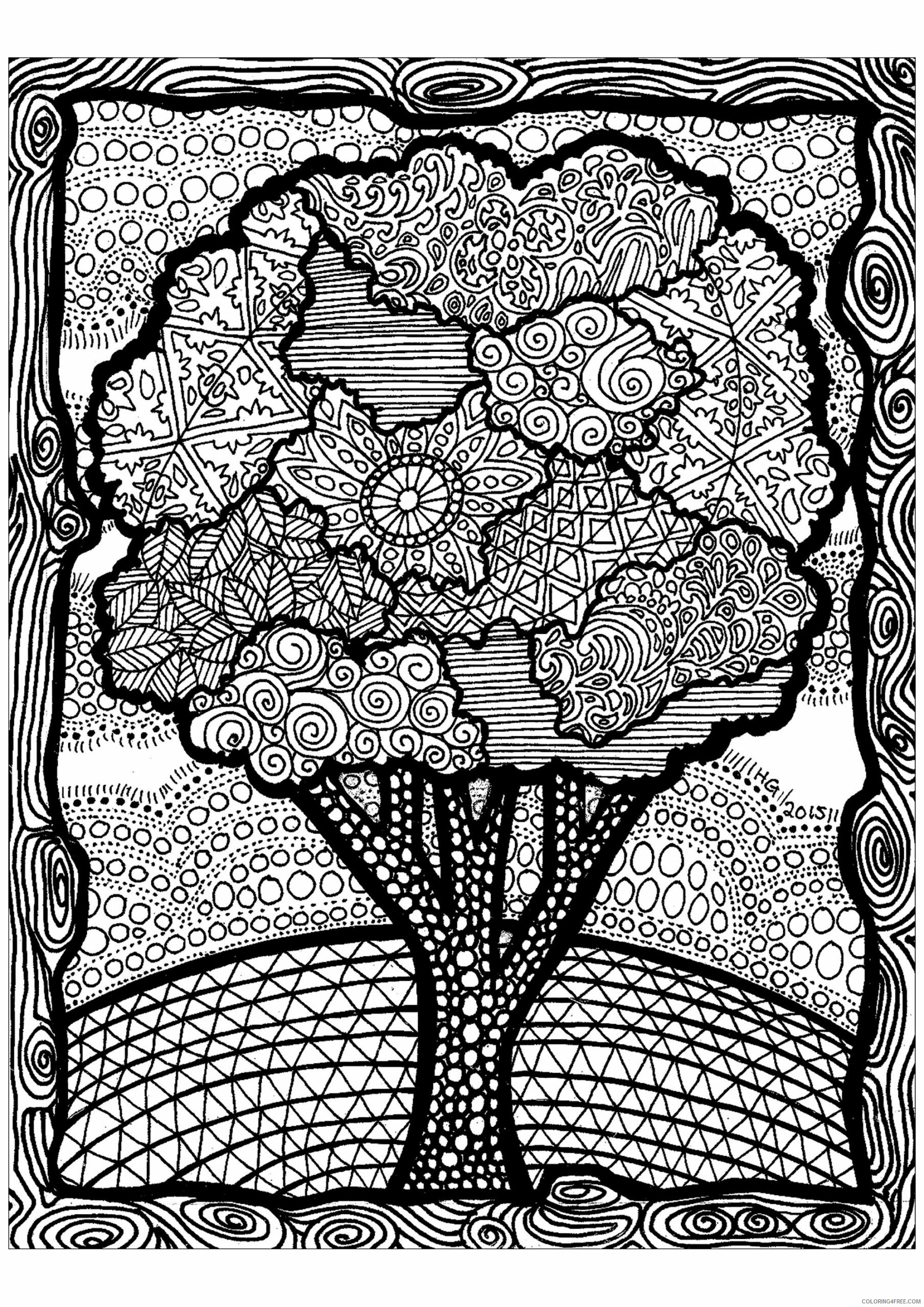 Tree Zentangle Coloring Pages Lines of the Tree HGCreativeArts Printable 2020 848 Coloring4free