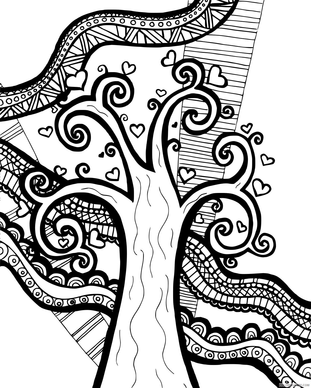 Tree Zentangle Coloring Pages Printable Zentangle Tree Of Life Printable 2020 850 Coloring4free Coloring4free Com