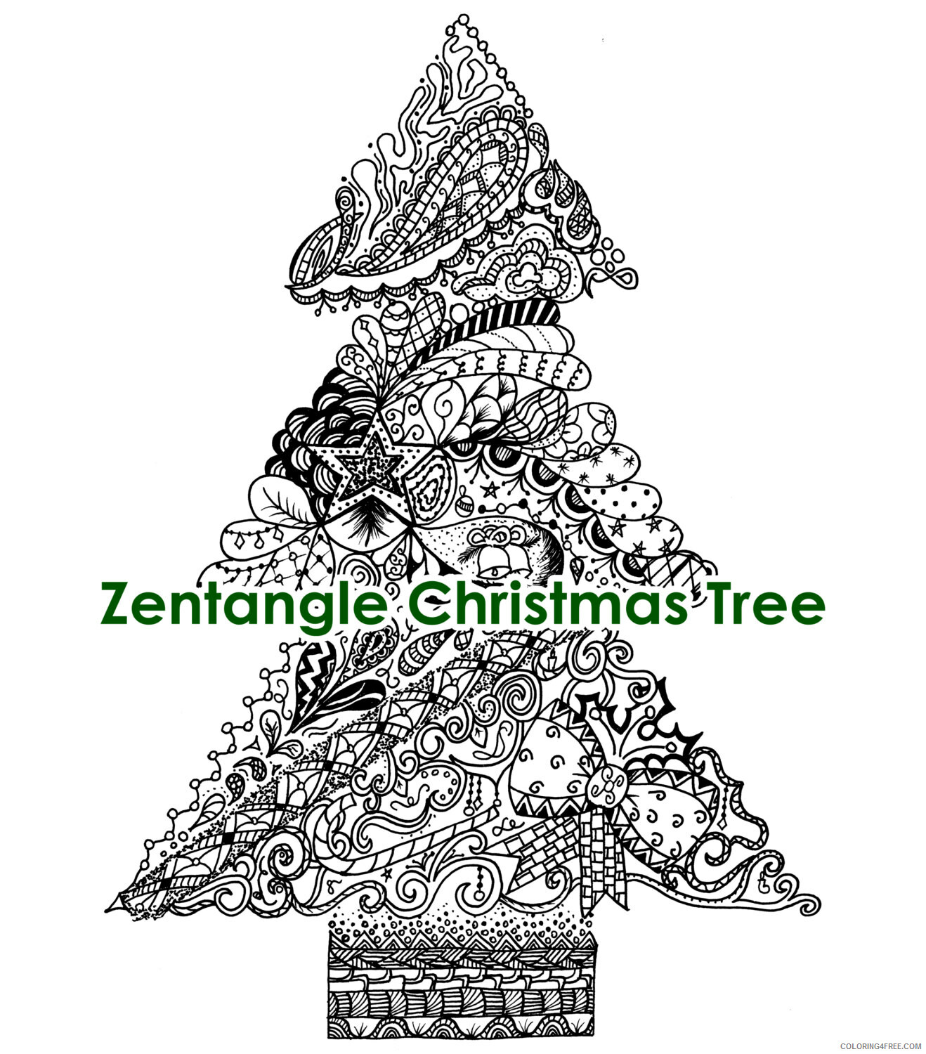 Tree Zentangle Coloring Pages Zentangle Christmas Tree Printable 2020 852 Coloring4free Coloring4free Com
