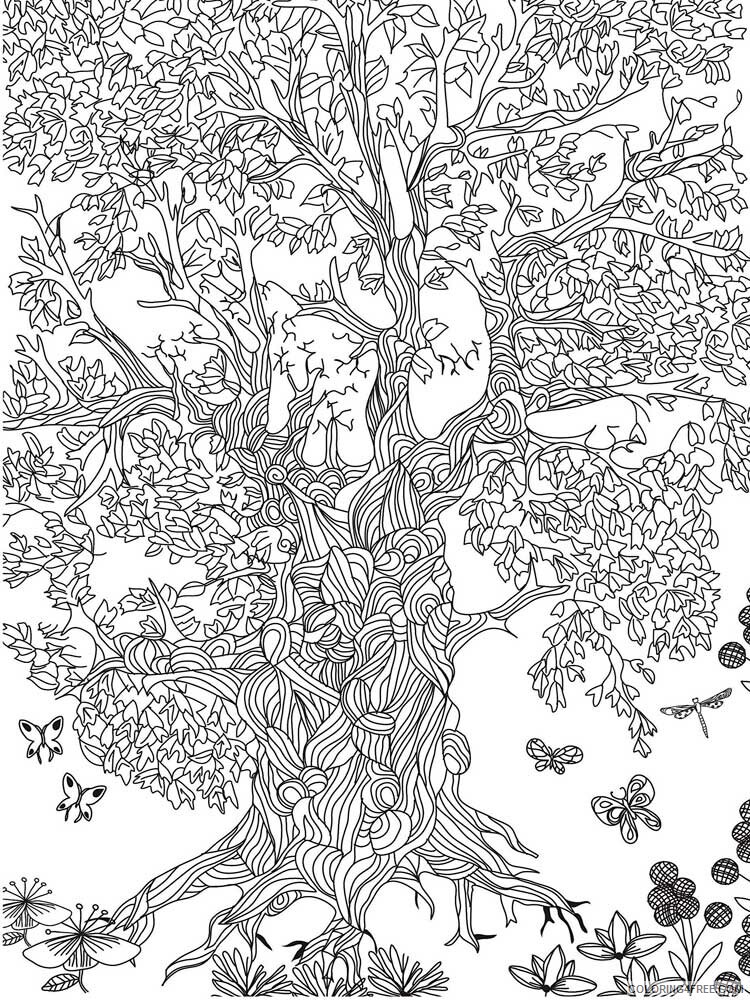 Tree Zentangle Coloring Pages zentangle oak 2 Printable 2020 855 Coloring4free
