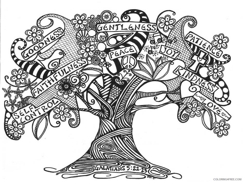 Tree Zentangle Coloring Pages zentangle oak 3 Printable 2020 856 Coloring4free