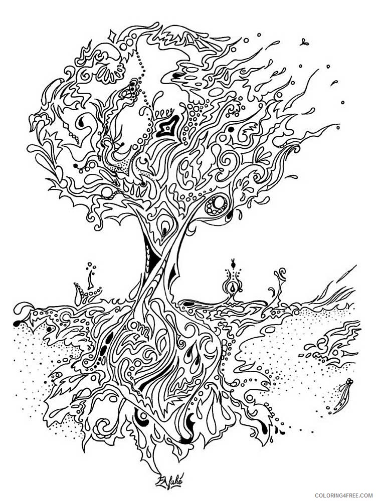 Tree Zentangle Coloring Pages zentangle oak 6 Printable 2020 858 Coloring4free