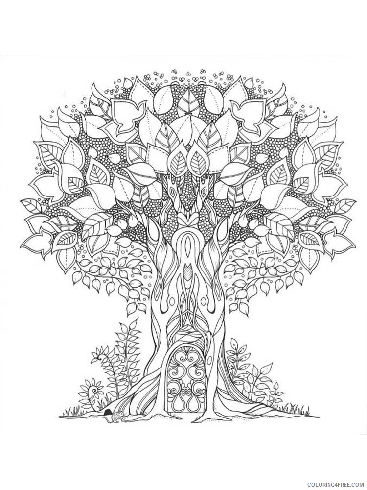 Tree Zentangle Coloring Pages zentangle oak 7 Printable 2020 859 Coloring4free