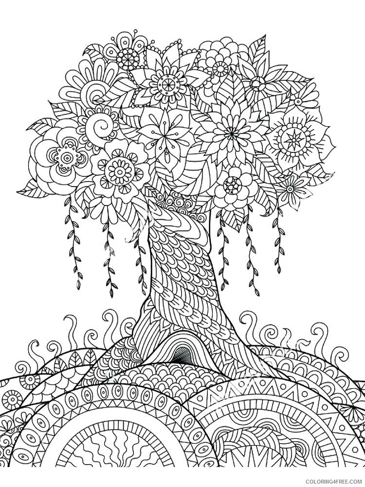 Tree Zentangle Coloring Pages zentangle oak 8 Printable 2020 860 Coloring4free