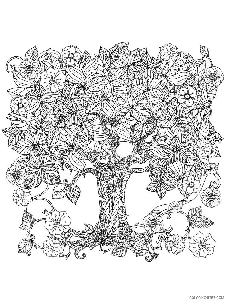Tree Zentangle Coloring Pages zentangle oak 9 Printable 2020 861 Coloring4free