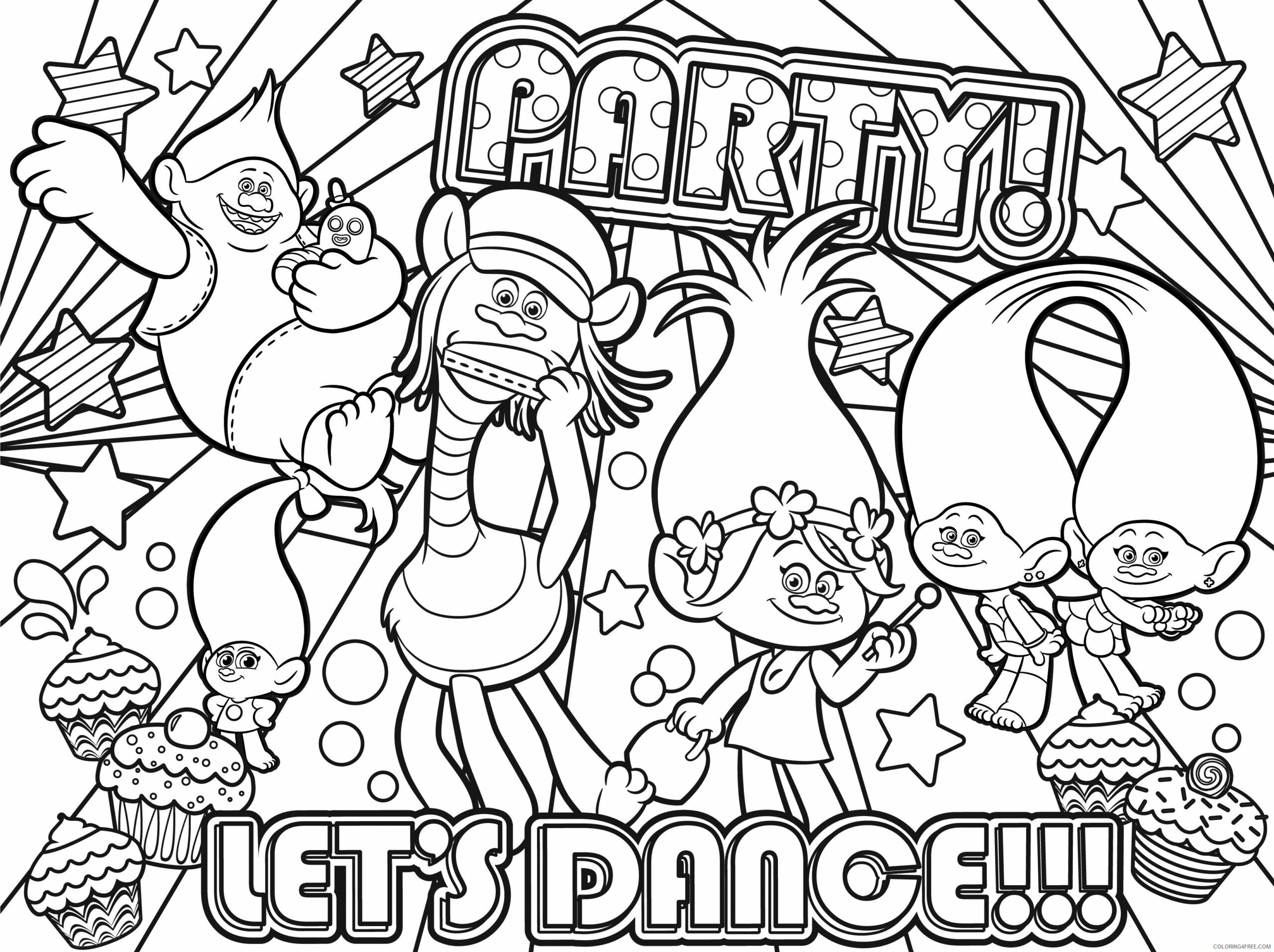 Trolls Coloring Pages TV Film Lets Dance Poppy Printable 2020 10808 Coloring4free
