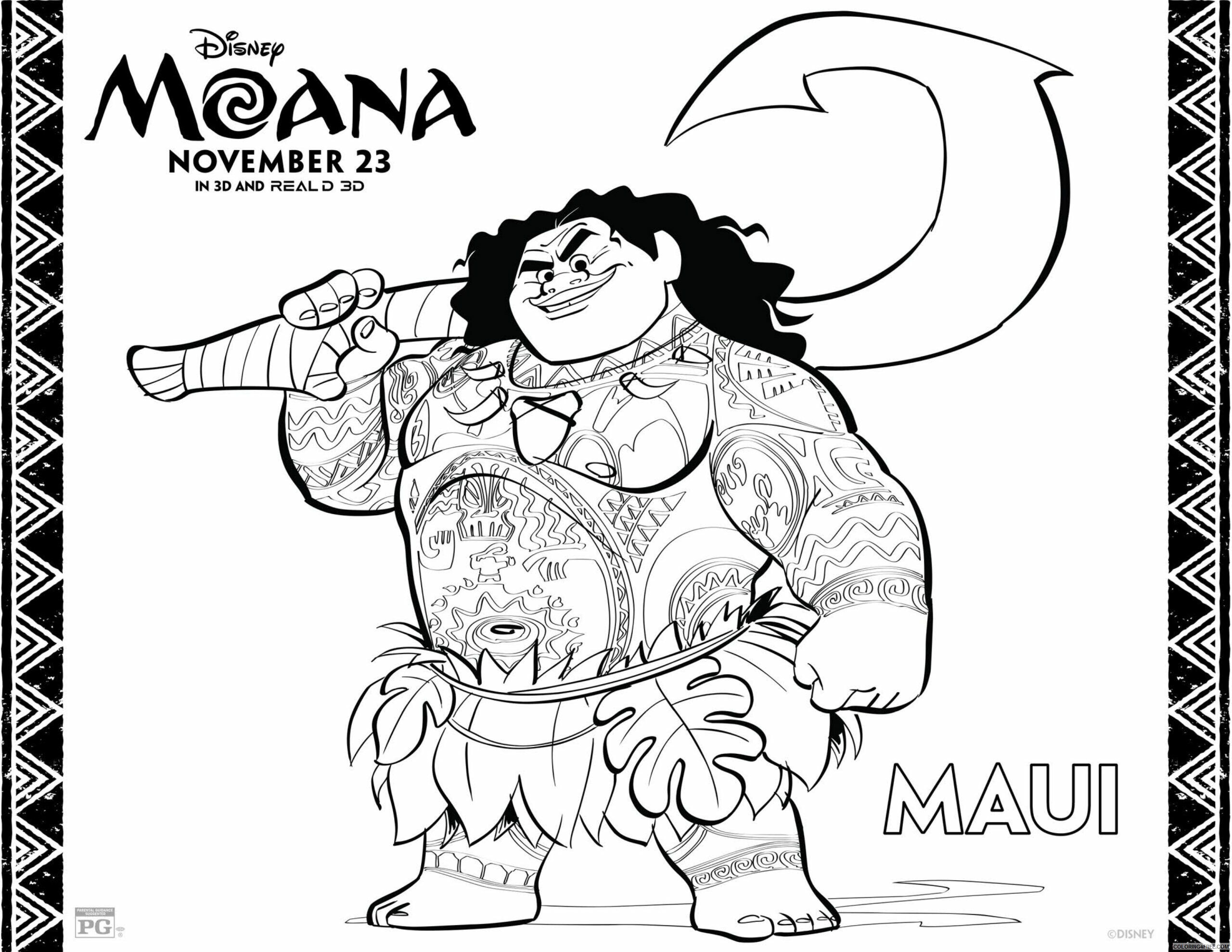 Vaiana Moana Coloring Pages TV Film Free Moana Maui Printable 2020 11065 Coloring4free