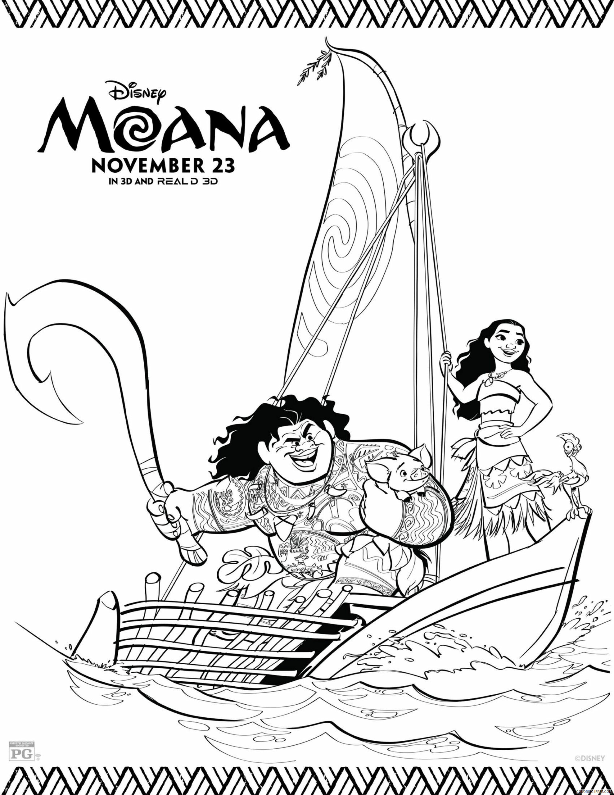 Vaiana Moana Coloring Pages TV Film Free Moana Maui and Moana 2020 11067 Coloring4free