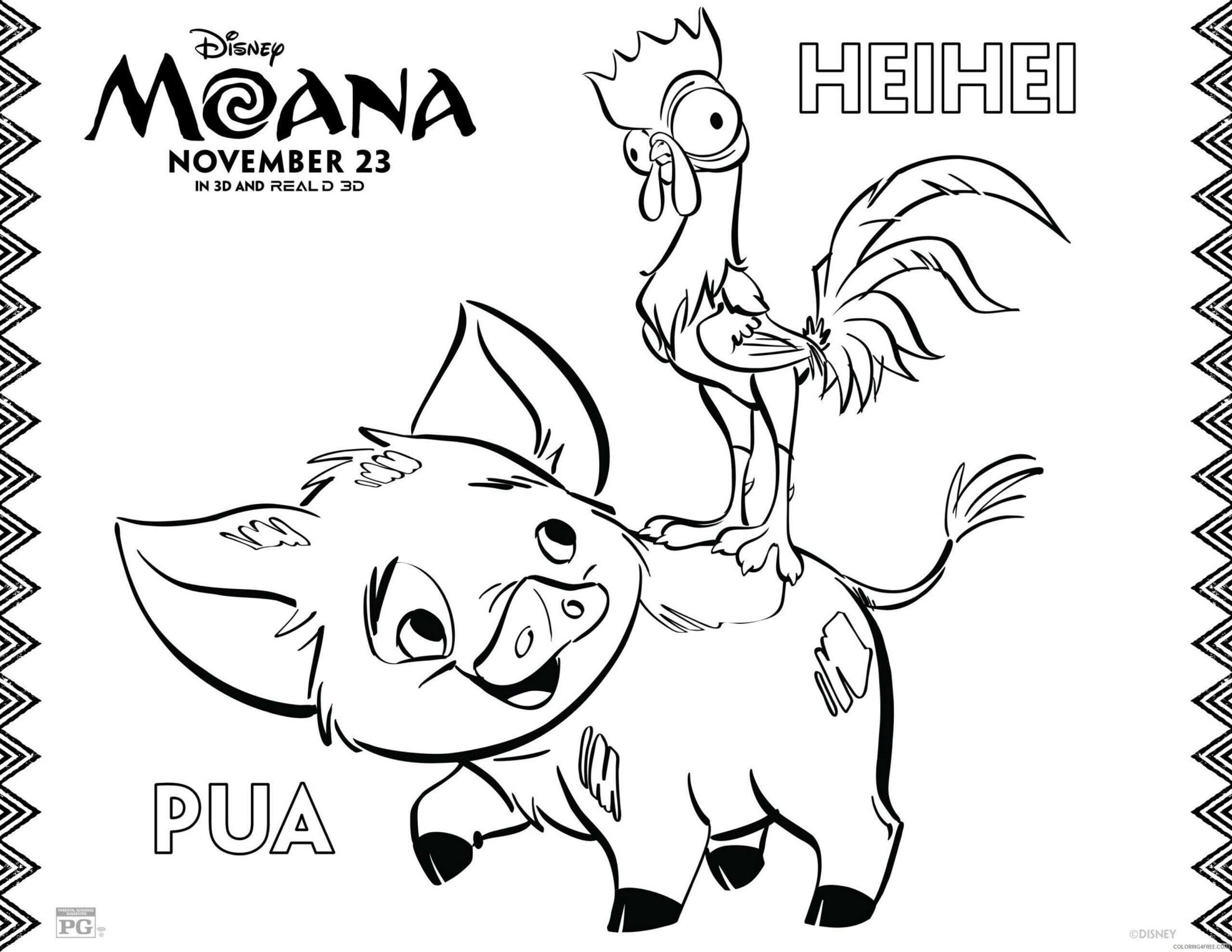 Vaiana Moana Coloring Pages TV Film Free Moana Pua and HeiHei 2020 11068 Coloring4free