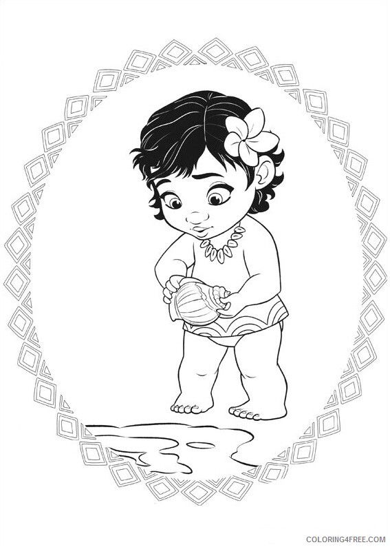 Vaiana Moana Coloring Pages TV Film baby moana a4 Printable 2020 11043 Coloring4free