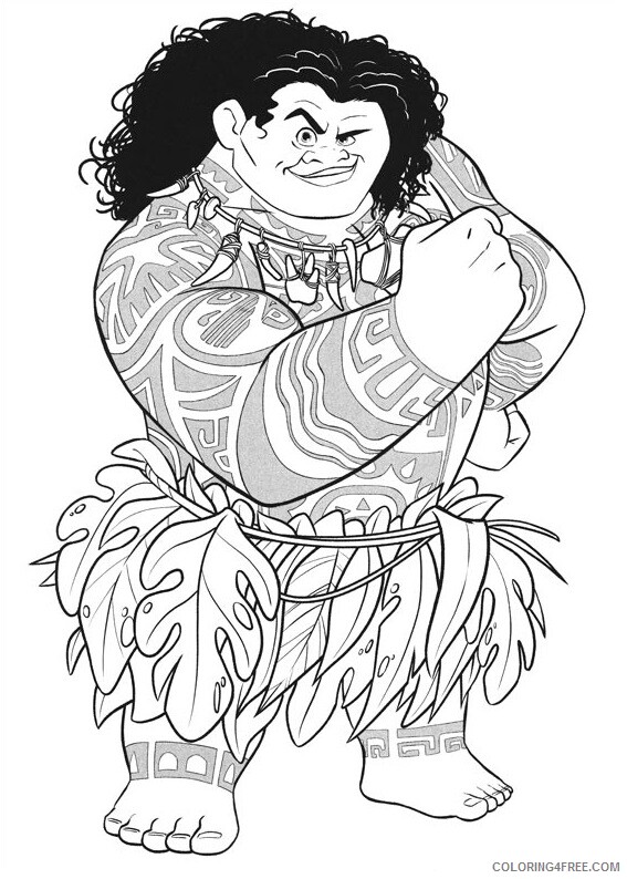 Vaiana Moana Coloring Pages TV Film maui from moana Printable 2020 11044 Coloring4free
