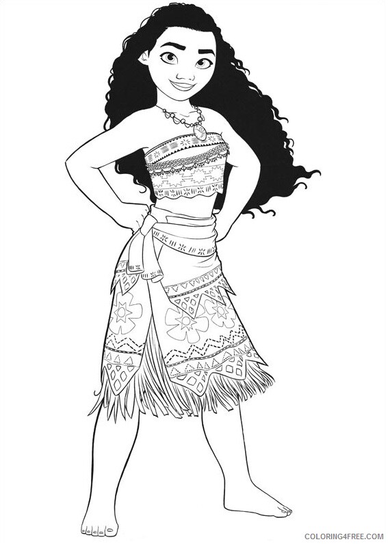 Vaiana Moana Coloring Pages TV Film moana is smiling Printable 2020 11045 Coloring4free