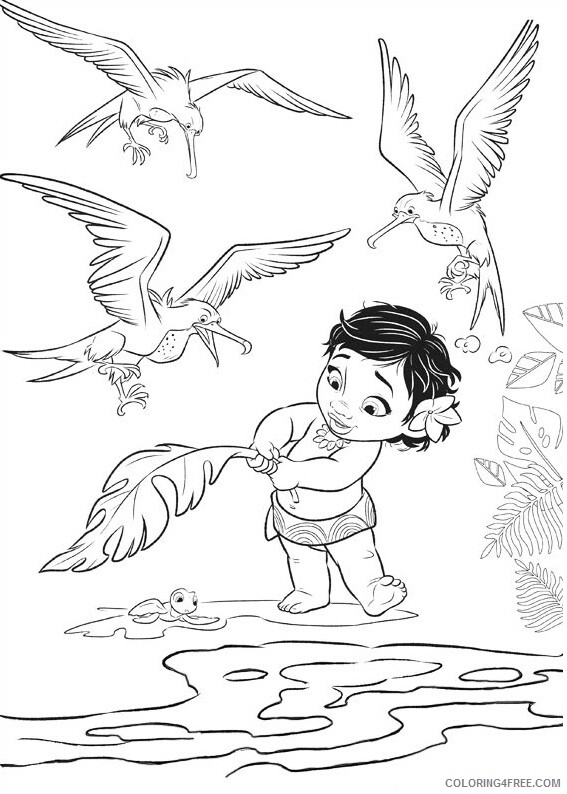 Vaiana Moana Coloring Pages TV Film moana with animals Printable 2020 11046 Coloring4free
