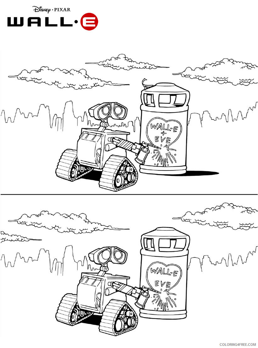 WALL E Coloring Pages TV Film Wall E Loves Eve Printable 2020 11245 Coloring4free