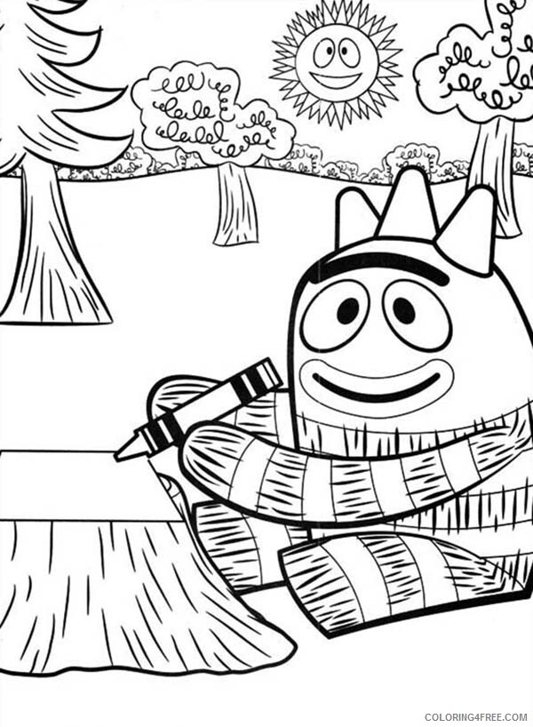 Yo Gabba Gabba Coloring Pages TV Film Brobee Drawing with Crayon 2020 11864 Coloring4free