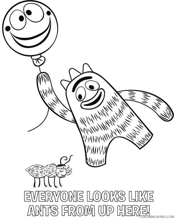 Yo Gabba Gabba Coloring Pages TV Film Brobee Holding Balloon 2020 11868 Coloring4free