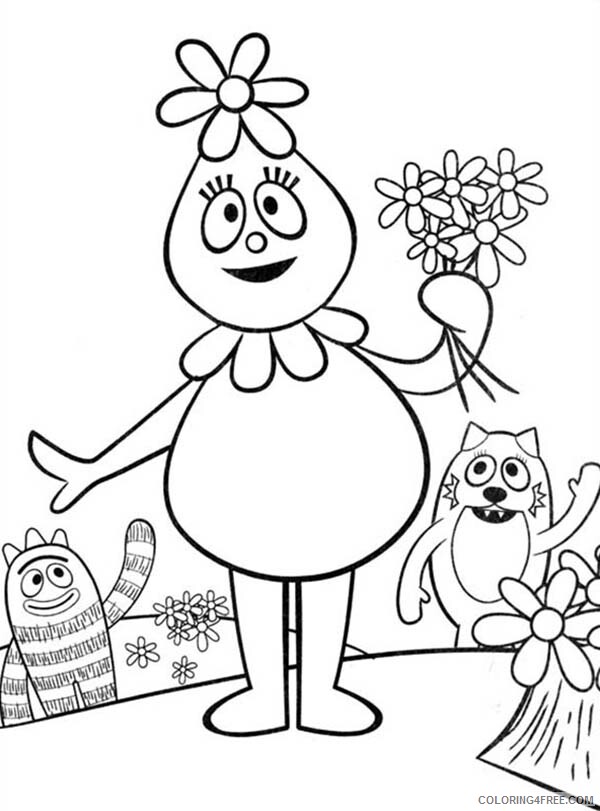 Yo Gabba Gabba Coloring Pages TV Film Foofa Hold Flower in Hand 2020 11872 Coloring4free