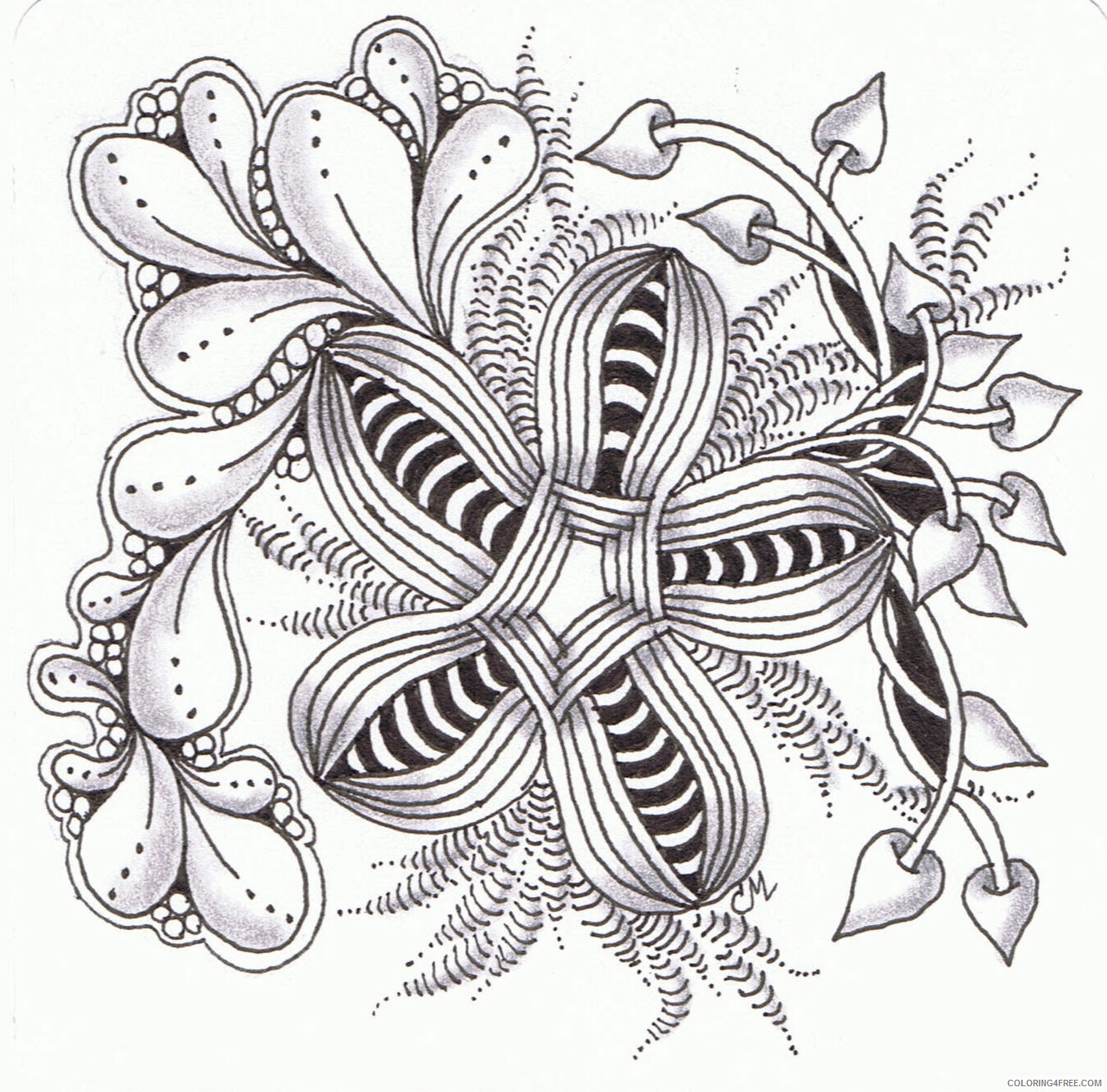 Zentangle Coloring Pages Easy Zentangle Patterns Steps Printable 2020 042 Coloring4free