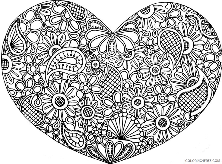 Zentangle Coloring Pages Heart Zentangle Doodle Drawing Printable 2020 053 Coloring4free