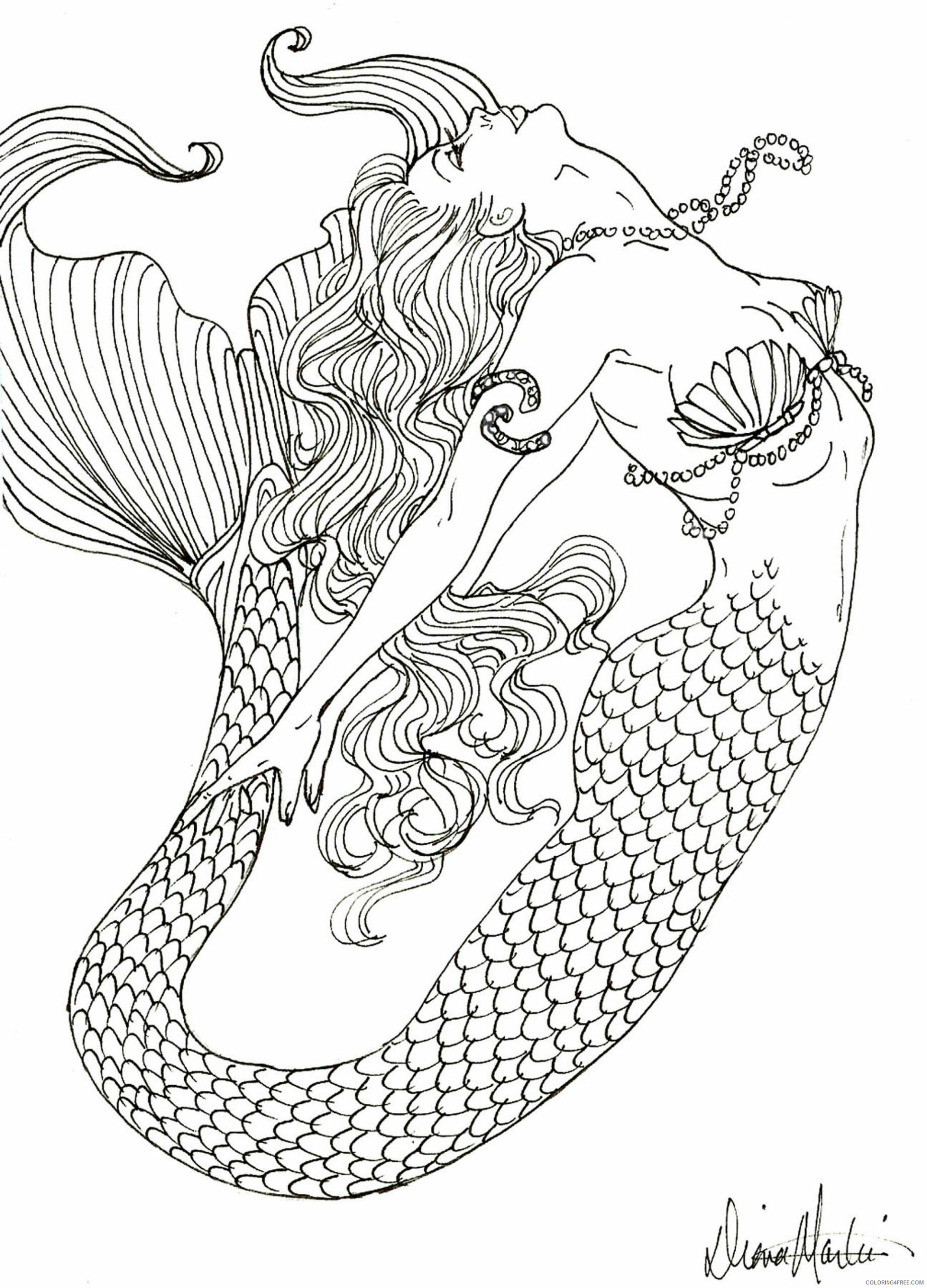 Zentangle Coloring Pages Realistic Mermaid Printable 2020 063 Coloring4free
