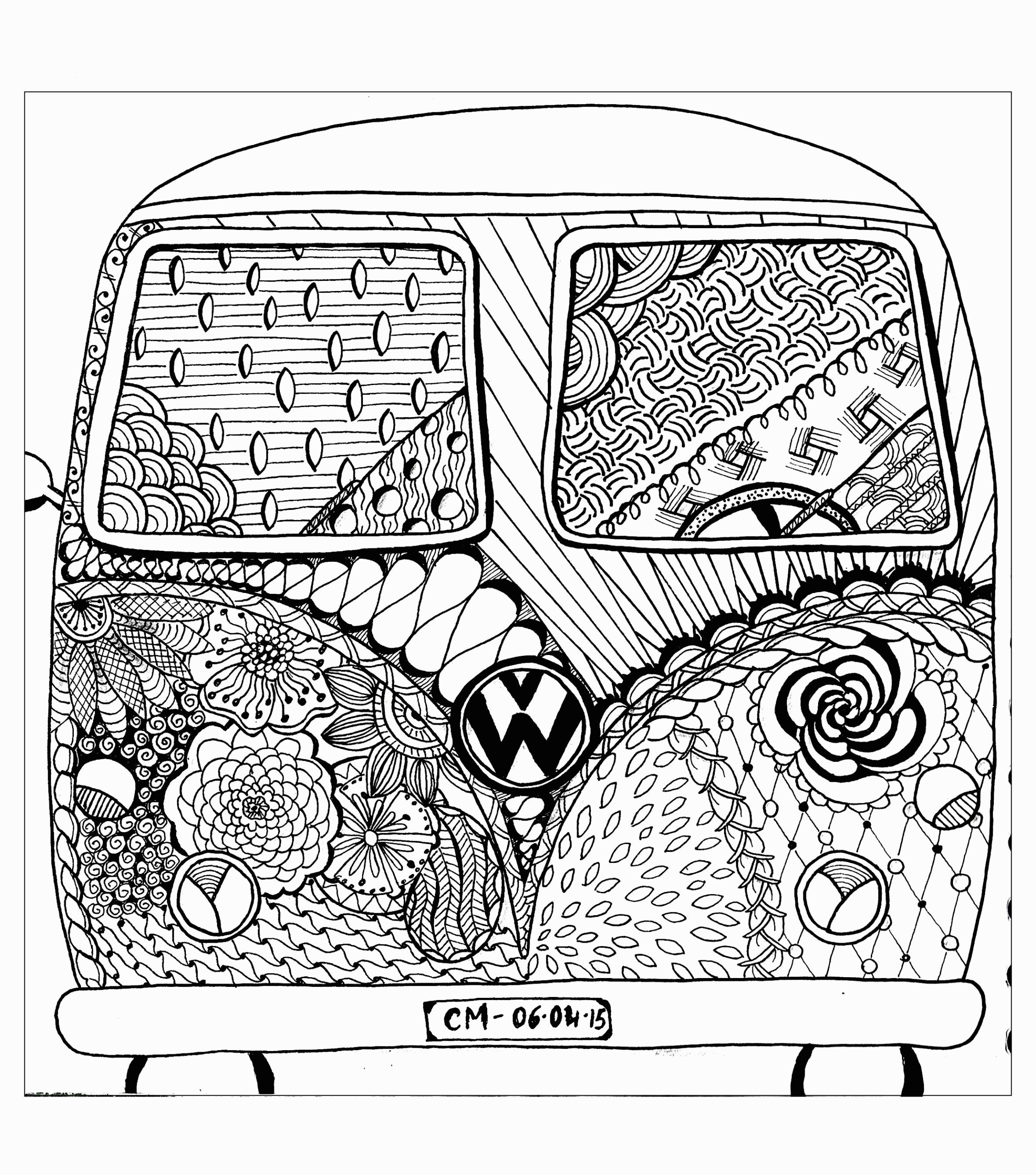 Zentangle Coloring Pages bus Printable 2020 006 Coloring4free