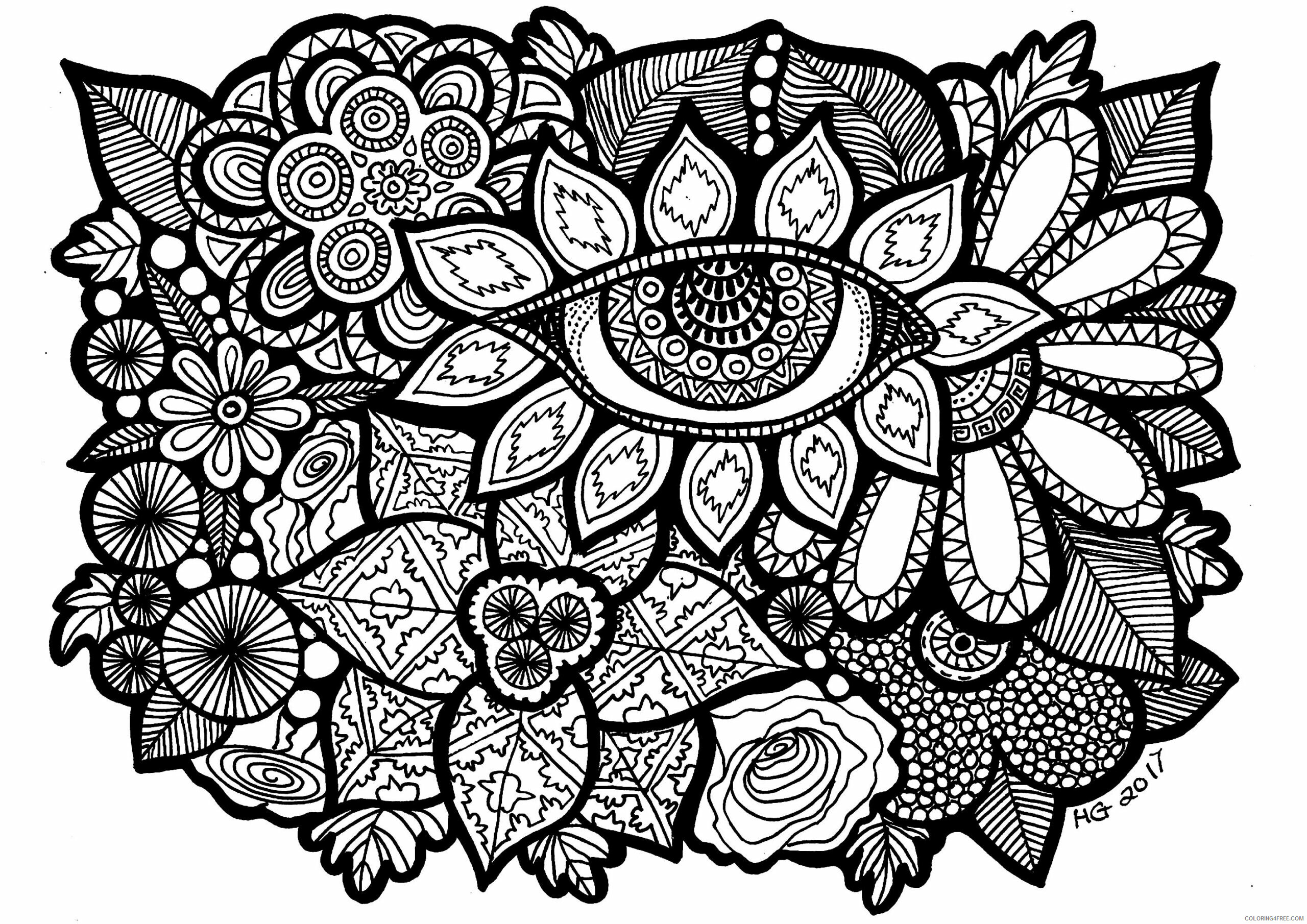 Zentangle Coloring Pages eye of the garden HGCreations Printable 2020 009 Coloring4free