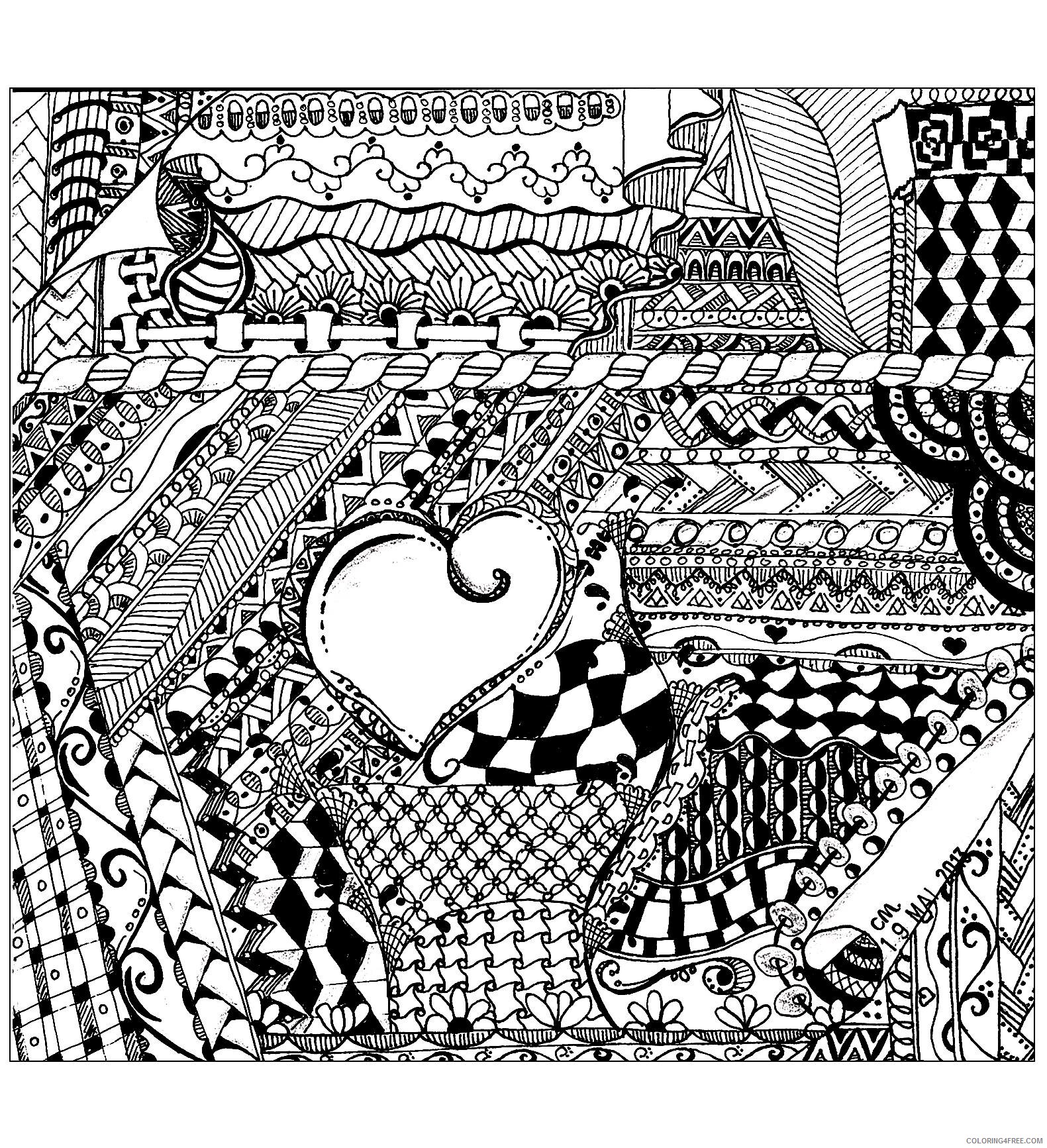 Zentangle Coloring Pages zentangle by cathym 13 Printable 2020 020 Coloring4free