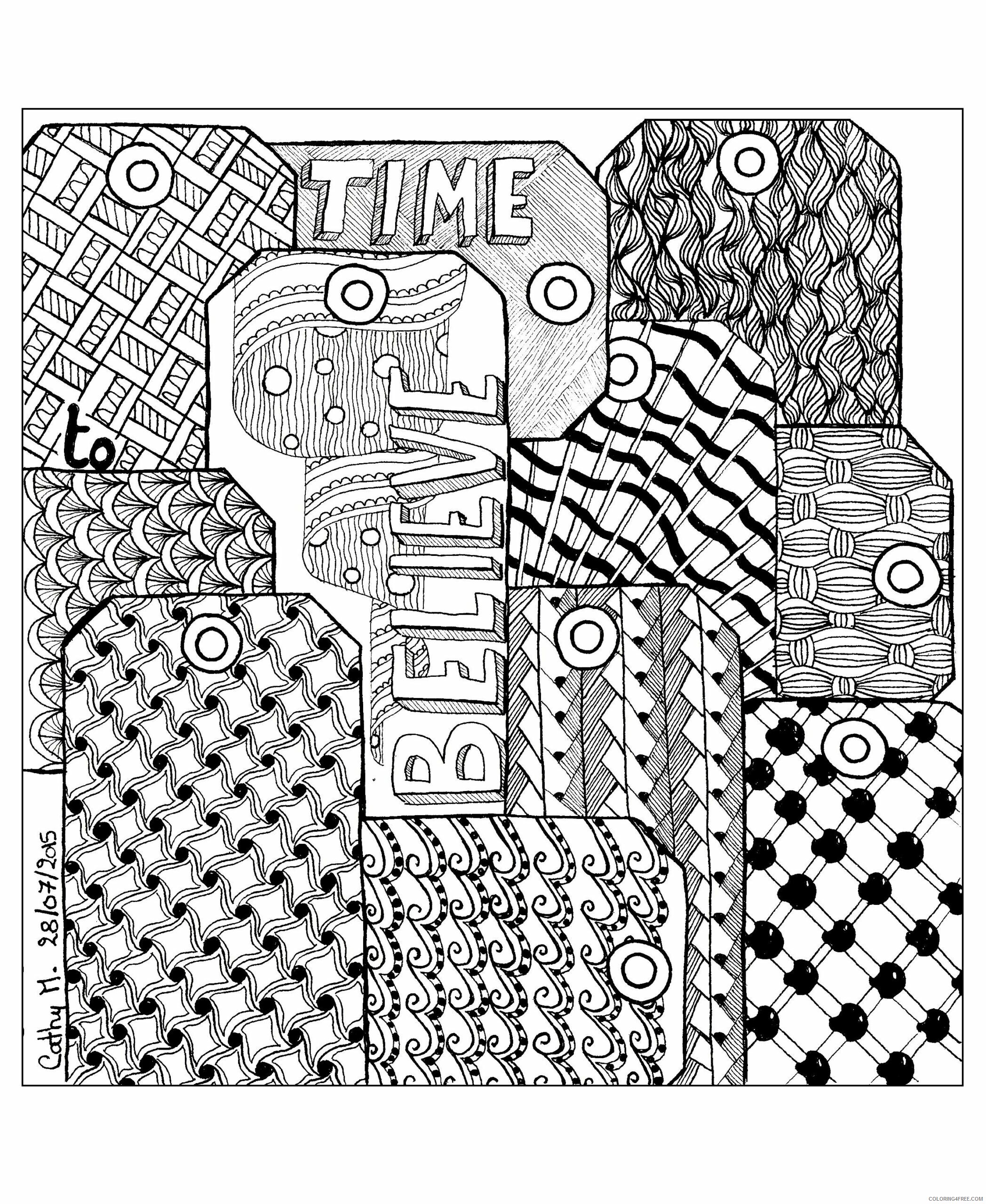 Zentangle Coloring Pages zentangle by cathym 7 Printable 2020 033 Coloring4free