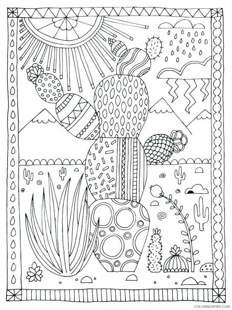 Zentangle Coloring Pages zentangle cactus 3 Printable 2020 077 Coloring4free