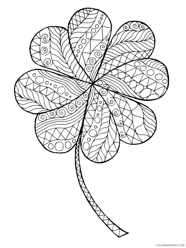 Zentangle Coloring Pages zentangle clover 4 Printable 2020 086 Coloring4free