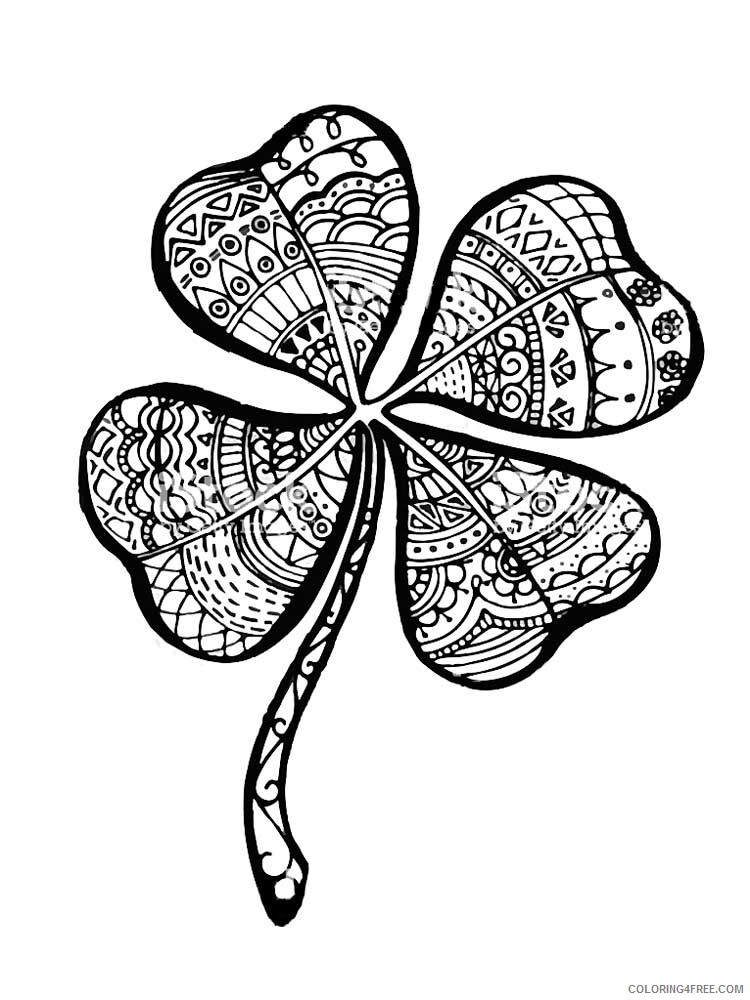 Zentangle Coloring Pages zentangle clover 5 Printable 2020 087 Coloring4free