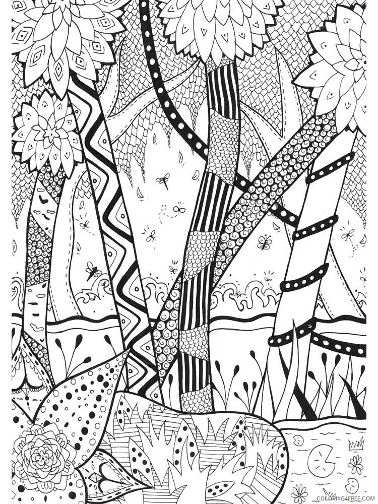 Zentangle Coloring Pages zentangle forest 4 Printable 2020 096 Coloring4free