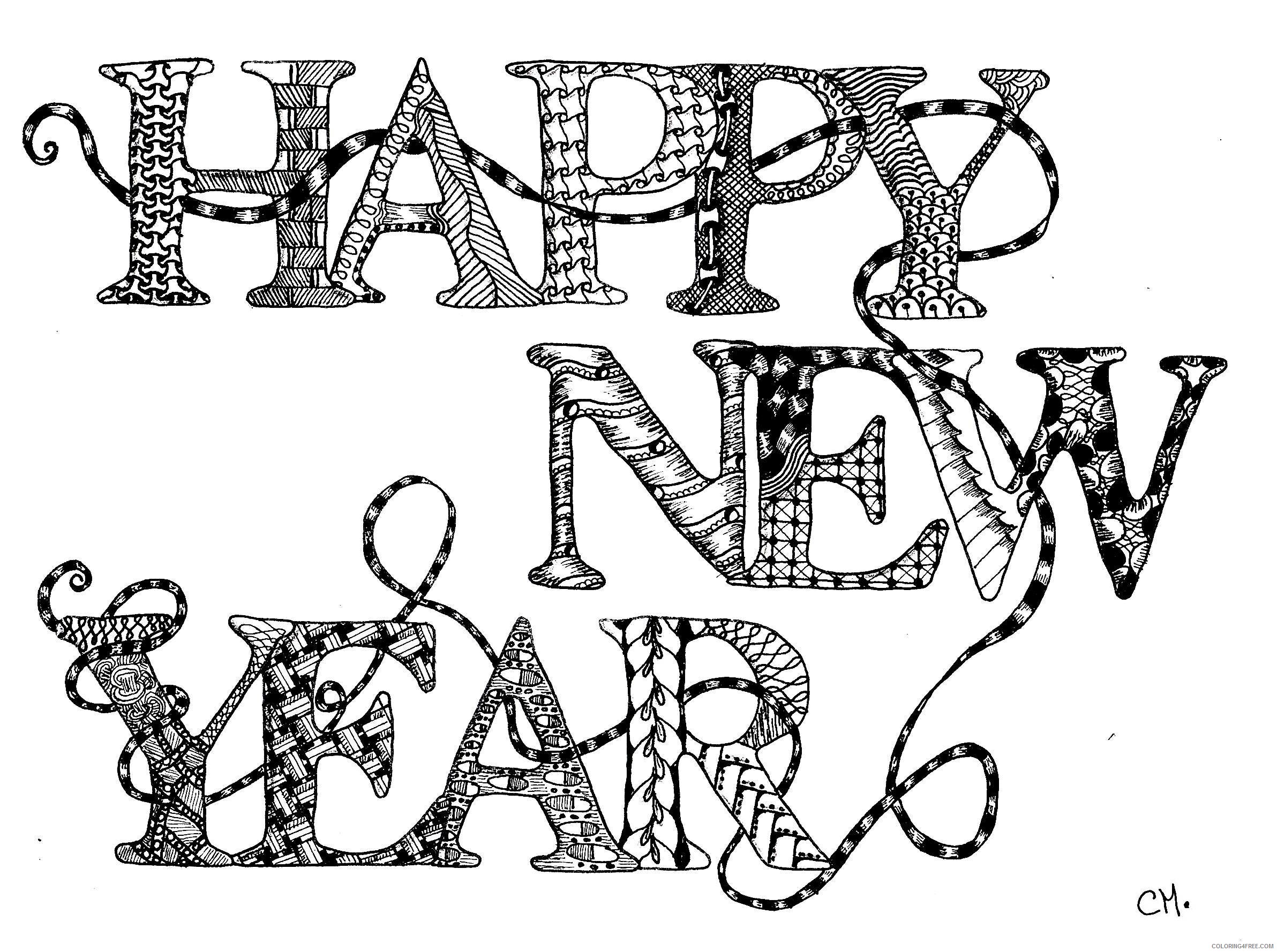 Zentangle Coloring Pages zentangle happy new year by cathym Printable 2020 035 Coloring4free