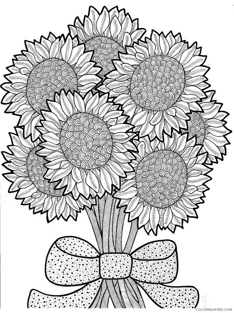 Zentangle Coloring Pages zentangle sunflower 1 Printable 2020 107 Coloring4free