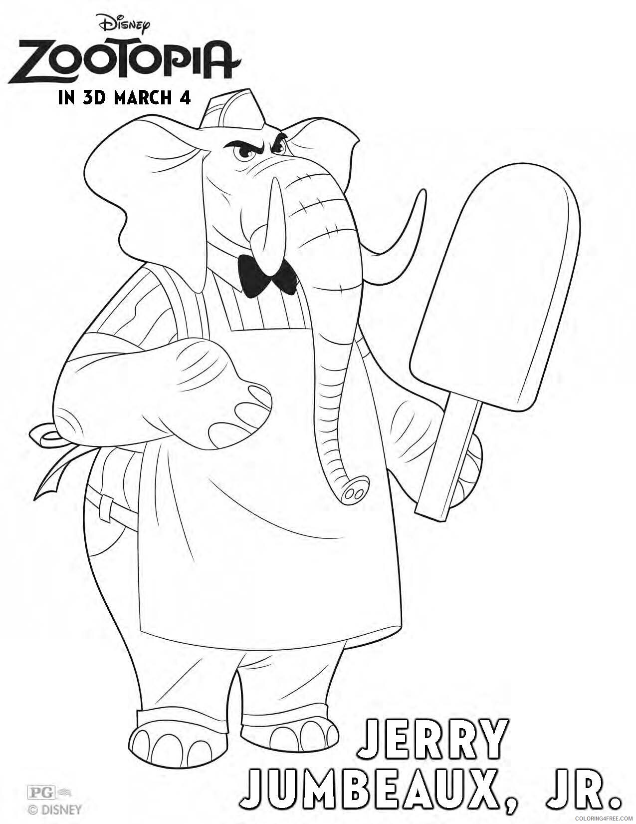 Zootopia Coloring Pages TV Film Zootopia Jerry Jumbeaux Jr Printable 2020 12038 Coloring4free